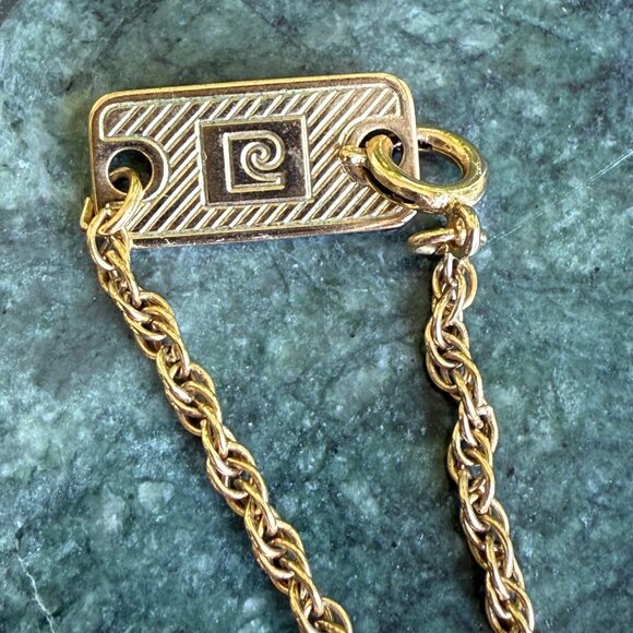 Vintage Pierre Cardin Zodiac Aquarius Pendant Necklace, Gold tone w/ Diamond - Picture 3 of 8